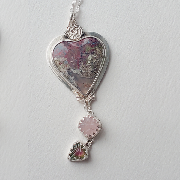 Hearts and Heroes Pendant (C) Rose Quartz and Watermelon Tourmaline