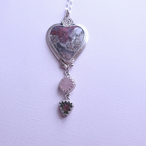 Hearts and Heroes Pendant (C) Rose Quartz and Watermelon Tourmaline