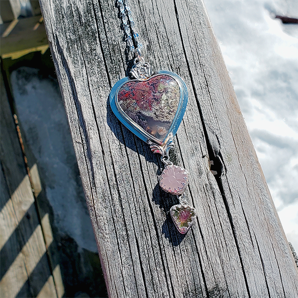 Hearts and Heroes Pendant (C) Rose Quartz and Watermelon Tourmaline