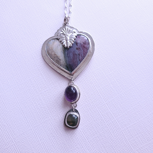 Hearts and Heroes Pendant (G) with Amethyst and Labradorite