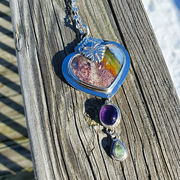 Hearts and Heroes Pendant (H) With Amethyst and Green Tourmaline