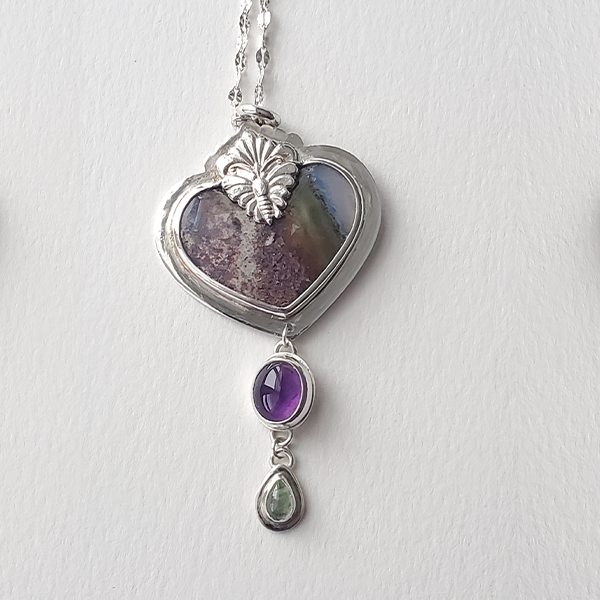 Hearts and Heroes Pendant (H) With Amethyst and Green Tourmaline