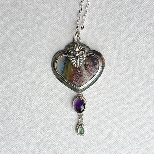 Hearts and Heroes Pendant (H) With Amethyst and Green Tourmaline