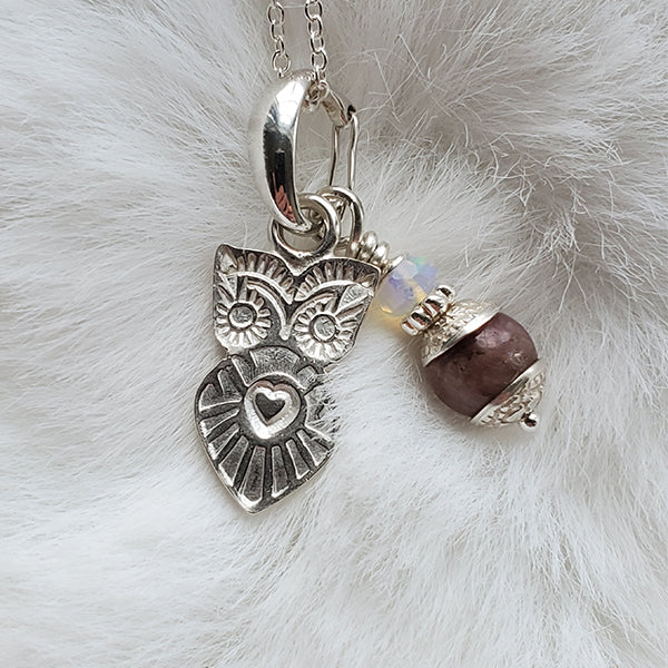 Heart of wisdom Owl Prosperity Charm / Necklace