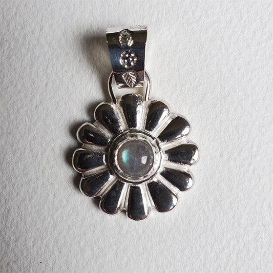 Potted Plants Silver Daisy and Labradorite Pendant 2