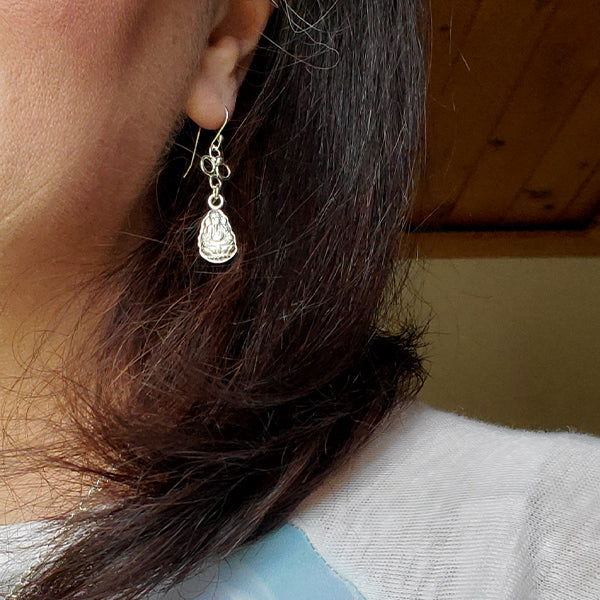 Porcelain and Silver Round Pendant with Matching Earrings with Ganesh Charms